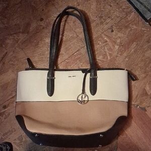 Nine West Tri-Tone Tote in Black, Cream & Tan